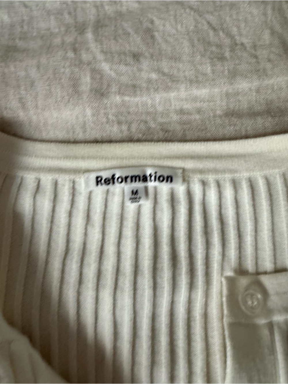 Reformation Cream Ribbed Button-Front Cardigan - Picture 2 of 2